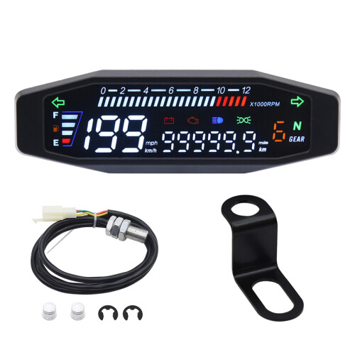 (with Z bracket) Universal Motorcycle Speedometer LCD Display Digital Meter Tachometer Dashboard Instrument Panel Meter
