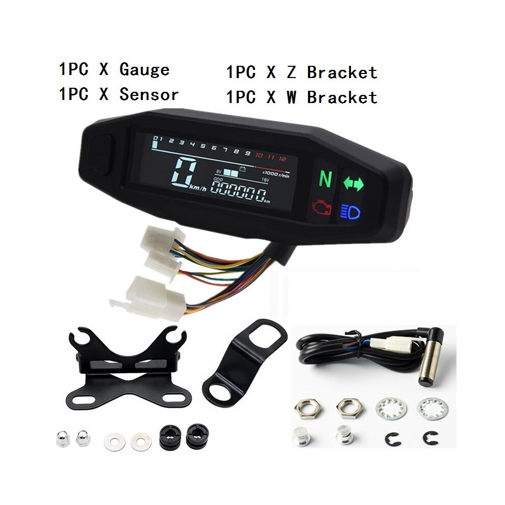 (Lavender) Universal Motorcycle Speedometer Oil Gauge Tachometer Digital Meters Instrument Cluster Turn Signal Lavender 9008532324831