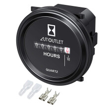 Mechanical Round Hour Meter Gauge AC/DC 6V-80V Quartz Hour Meter 2 Inch Hourmeter for Boat Auto ATV