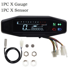 (Dark Grey) Universal Motorcycle Speedometer Oil Gauge Tachometer Digital Meters Instrument Cluster Turn Signal