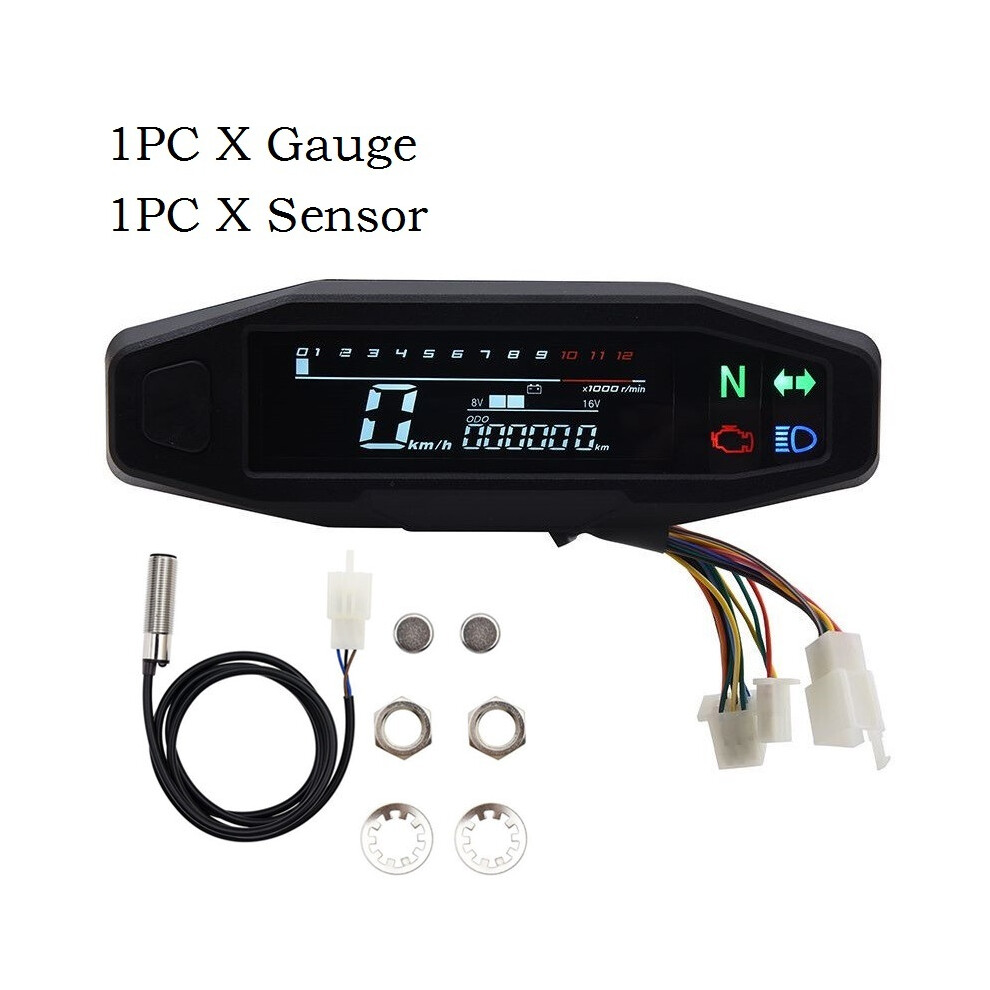 ( Grey) Universal Motorcycle Speedometer Oil Gauge Tachometer Digital Meters Instrument Cluster Turn Signal Dark/Grey 9008532324282
