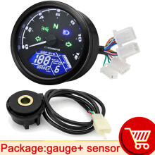 (with sensor B) AD New Universal Motorcycle 12000RMP LCD Speedometer Odometer Tachometer 1-4 Cylinders Motorbike Gauge
