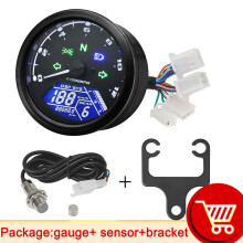 (with sensor bracket) AD New Universal Motorcycle 12000RMP LCD Speedometer Odometer Tachometer 1-4 Cylinders Motorbike Gauge
