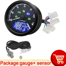 (with sensor A) AD New Universal Motorcycle 12000RMP LCD Speedometer Odometer Tachometer 1-4 Cylinders Motorbike Gauge
