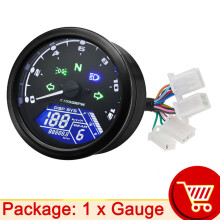 (Only gauge) AD New Universal Motorcycle 12000RMP LCD Speedometer Odometer Tachometer 1-4 Cylinders Motorbike Gauge