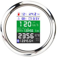 (WS) 6 in 1 GPS Speedometer Tachometer Gauge Fuel Level Water Temp Oil Press 0~10Bar Sensor Alarm Temp Fuel