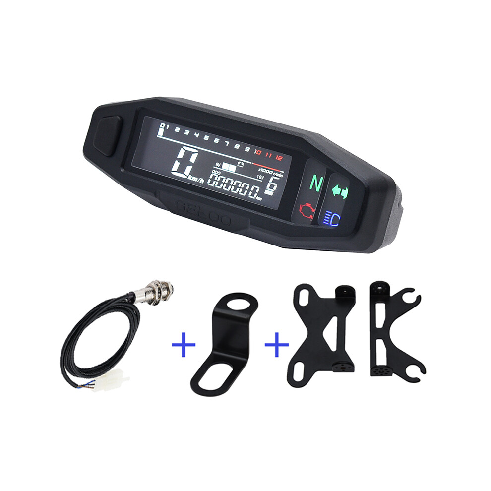 (With X Z Bracket) Newest Motorcycle Speedometer Oil Gauge Tachometer Universal Digital Meters Instrument Cluster Turn 9008532327313