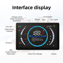 12V Universal Motorcycle Speedometer RPM Dashboard 199km/h Adjustable LED Digital With Temperature Gear