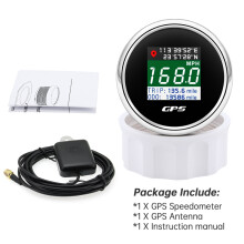 (black silver) AD 52mm 12V 24V Digital GPS Speedometer TFT Screen Trip ODO Mph Knot Km/h GPS Antenna For Motor Boat