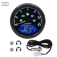 (black) Universal Motorcycle 12000RMP LCD Speedometer Odometer Tachometer 1-4 Cylinders Motorbike Gauge Motorcycle
