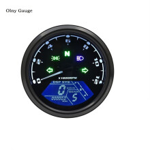 (Beige) Universal Motorcycle 12000RMP LCD Speedometer Odometer Tachometer 1-4 Cylinders Motorbike Gauge Motorcycle