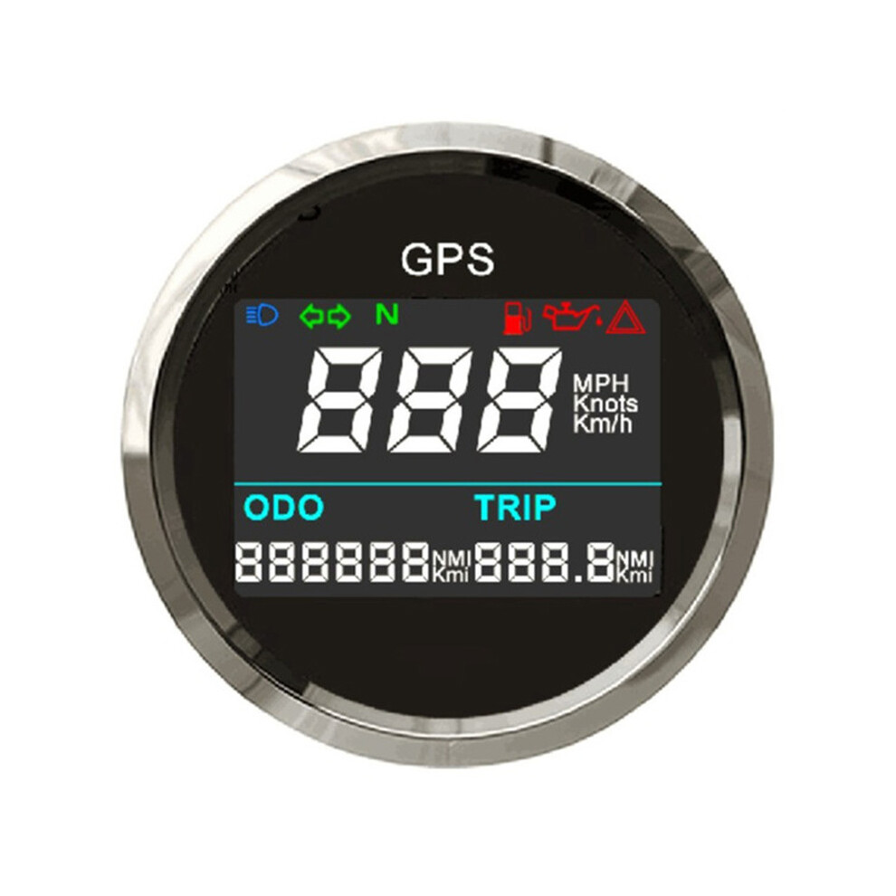 ( Silver) 52Mm Digital Gps Speedometer With Trip Odo Odometer Lcd Display 0~999 Mph Knots Kmh For Car Motorcycle Black/Silver 9008532332744