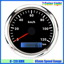 (120KMH BS) 85mm Speedometer Gauge 7 Color Light Analog Pulse Signal Speed Meter for Auto Car Boat Marine Custom