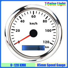 (120KMH WS) 85mm Speedometer Gauge 7 Color Light Analog Pulse Signal Speed Meter for Auto Car Boat Marine Custom