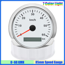 (60KMH WS) 85mm Speedometer Gauge 7 Color Light Analog Pulse Signal Speed Meter for Auto Car Boat Marine Custom