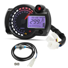 (B Guage and Sensor) 12v Motorcycle Universal Speedometer for Honda Suzuki Yamaha Kawasaki 7 Colors LCD Digital Odometer
