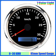 (30KMH BS) 85mm Speedometer Gauge 7 Color Light Analog Pulse Signal Speed Meter for Auto Car Boat Marine Custom