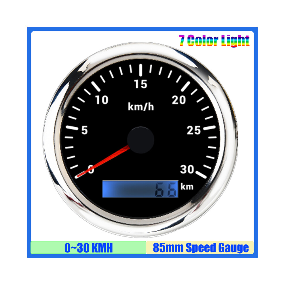 (30KMH BS) 85mm Speedometer Gauge 7 Color Light Analog Pulse Signal Speed Meter for Auto Car Boat Marine Custom-image-OPC-PGJQP6M-NEW