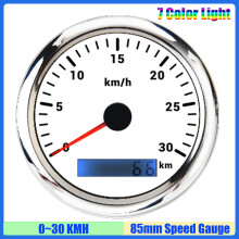 (30KMH WS) 85mm Speedometer Gauge 7 Color Light Analog Pulse Signal Speed Meter for Auto Car Boat Marine Custom