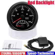 (120KMH BN) GPS Speedometer Gauge+Tachometer 8000 RPM 85mm Dual Gauge Odometer  with GPS Antenna Turn Light Auto