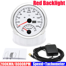 (200KMH WS) GPS Speedometer Gauge+Tachometer 8000 RPM 85mm Dual Gauge Odometer with GPS Antenna Turn Light Auto