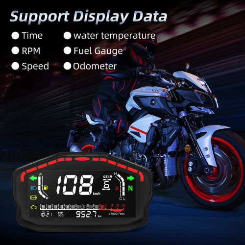 (Without Sensor) Motorcycle Panel Universal Speedometer Digital rpm Tachometer Water Temp Fuel Gauge ABS Alarm Speedometer 1