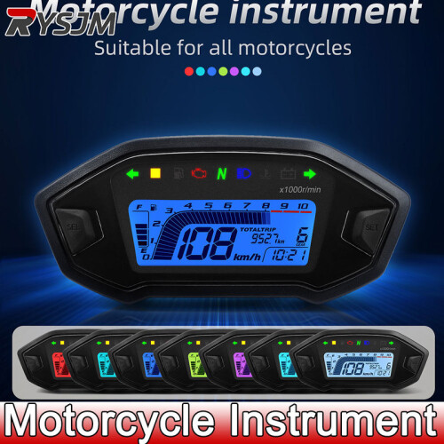 (with sensor) 7 Colors Backlight Motorcycle Speedometer 10000RPM Digital Tachometer Tacho Dash Electronic Speed meter 2