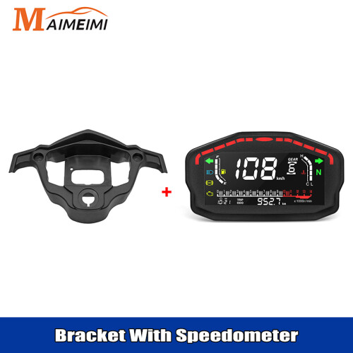 (meterXbracket) 2,4 Cylinders Universal Speedometer Motorcycle LCD Digital Odometer Fuel Meter Display Dashboard Speedometer