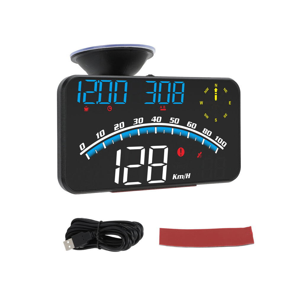 (Blue) Smart Hud Led Screen High Definition Speed Alarm Multifunction Gps Speedometer Universal 5V For Cars Blue 9008532326644