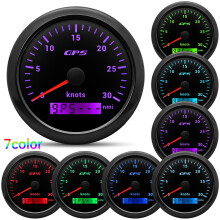 (30 knots BN) 85MM Digital GPS Speedometer Speed Meter With GPS Antenna For Boat Car Yacht 7 Color Backlight 12V 24V