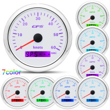 (60 knots WS) 85MM Digital GPS Speedometer Speed Meter With GPS Antenna For Boat Car Yacht 7 Color Backlight 12V 24V