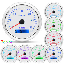 (30 knots WS) 85MM Digital GPS Speedometer Speed Meter With GPS Antenna For Boat Car Yacht 7 Color Backlight 12V 24V