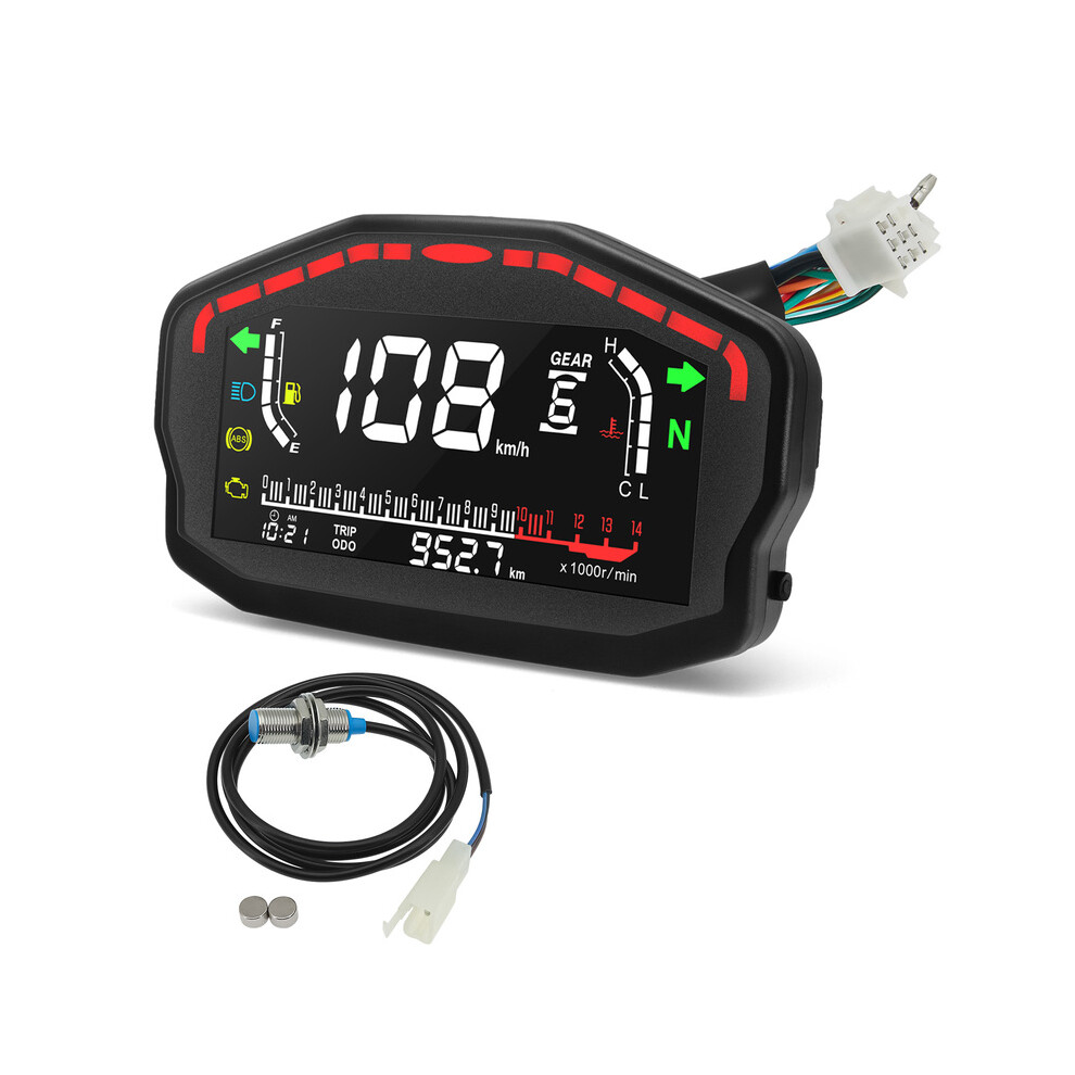 (Gauge With Sensor) Universal Led Motorcycle Speedometer Digital Odometer For 2,4 Cylinders Rpm Tachometer For Honda For 9008532327665