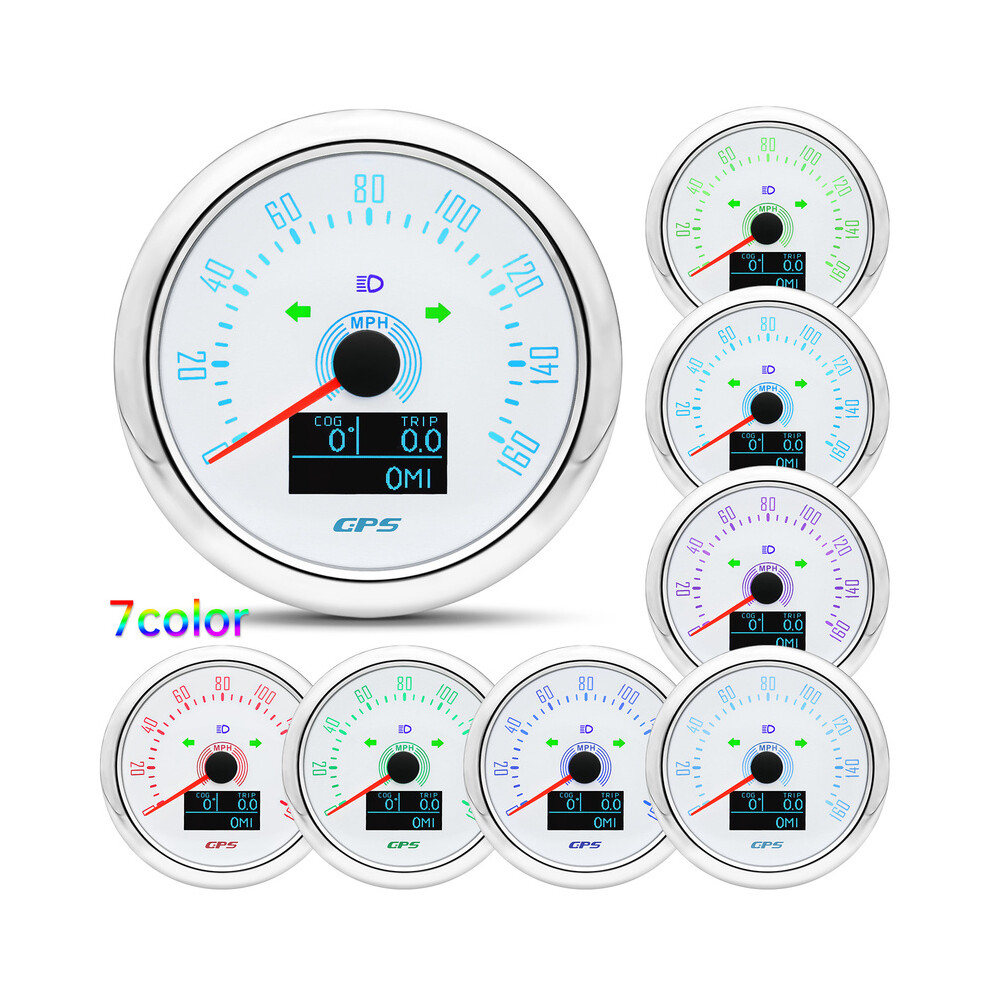 (160Mph Ws) 85Mm Gps Speedometer With Gps Antenna 7 Colors Backlight Digital Led Odometer Gauge For 12V24v Car Boat 9008532326613