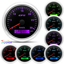 (30 knots BS) 85MM Digital GPS Speedometer Speed Meter With GPS Antenna For Boat Car Yacht 7 Color Backlight 12V 24V