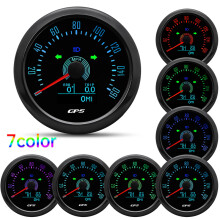 (160mph BN) 85MM GPS Speedometer With GPS Antenna 7 Colors Backlight Digital LED Odometer Gauge for 12V24V Car Boat