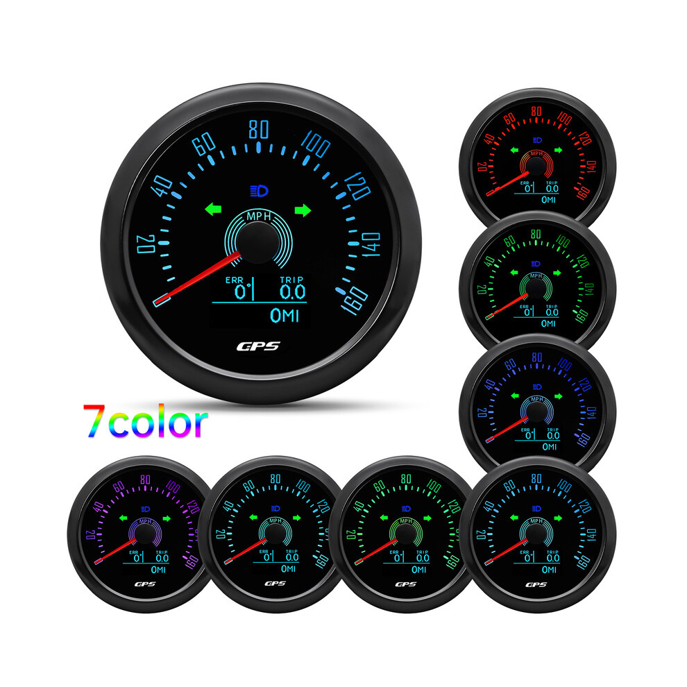 (160Mph Bn) 85Mm Gps Speedometer With Gps Antenna 7 Colors Backlight Digital Led Odometer Gauge For 12V24v Car Boat 9008532328389