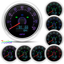 (160mph BS) 85MM GPS Speedometer With GPS Antenna 7 Colors Backlight Digital LED Odometer Gauge for 12V24V Car Boat