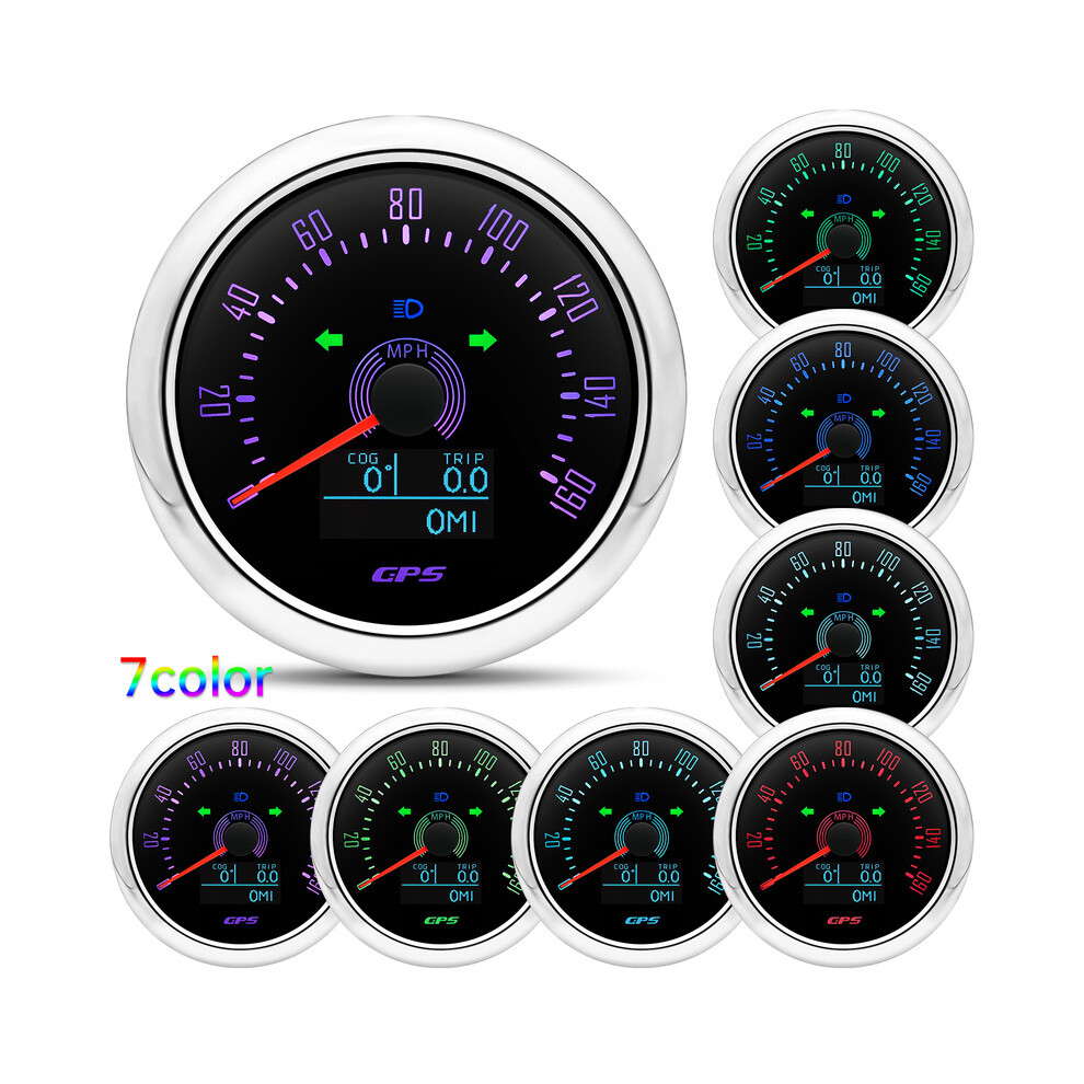 (160Mph Bs) 85Mm Gps Speedometer With Gps Antenna 7 Colors Backlight Digital Led Odometer Gauge For 12V24v Car Boat 9008532337879