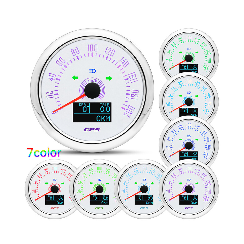 (200Kmh Ws) 85Mm Gps Speedometer With Gps Antenna 7 Colors Backlight Digital Led Odometer Gauge For 12V24v Car Boat 9008532326729