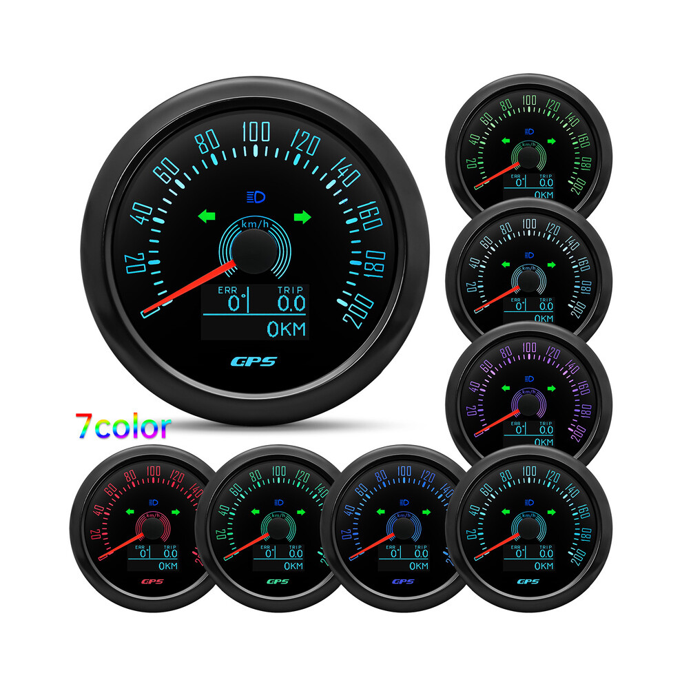 (200Kmh Bn) 85Mm Gps Speedometer With Gps Antenna 7 Colors Backlight Digital Led Odometer Gauge For 12V24v Car Boat 9008532328426