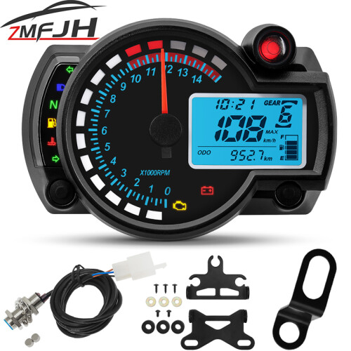 (A one set) Universal Moto Dashboard LCD Digital Motorcycle Odometer Speedometer Meter Instrument Adjustable 0- 2