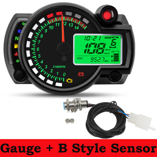 (GaugeXB Sensor) Universal Moto Dashboard LCD Digital Motorcycle Odometer Speedometer Meter Instrument Adjustable 0-
