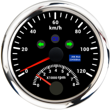 (BS 0-120kmh) New 85mm Digital Car Truck Boat GPS Speedometer Gauge Speed Meter Tachometer 8000RPM for Car Boat ATV