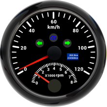 (Black 0-120kmh) New 85mm Digital Car Truck Boat GPS Speedometer Gauge Speed Meter Tachometer 8000RPM for Car Boat ATV