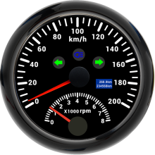 (Black 0-200kmh) New 85mm Digital Car Truck Boat GPS Speedometer Gauge Speed Meter Tachometer 8000RPM for Car Boat ATV