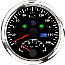(BS 0-200kmh) New 85mm Digital Car Truck Boat GPS Speedometer Gauge Speed Meter Tachometer 8000RPM for Car Boat ATV