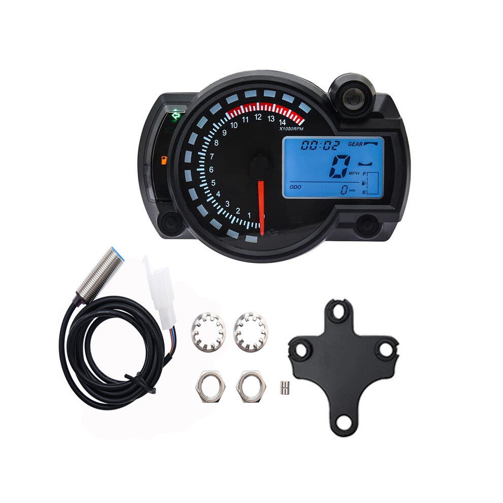 (with bracket 2) New RX2N LCD Digital Odometer Speedometer Instrument Universal For Motorcycle 299KM/H 7Colors Speed-image-OPC-PGJQPG2-NEW