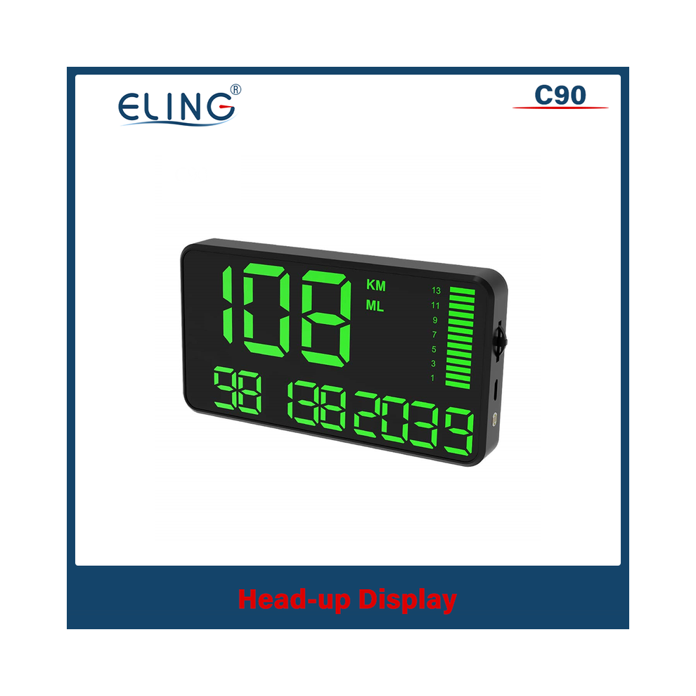 (C90 Gps Speedometer) Eling Gps Hud Speedometer Odometer Car Digital Speed Display Mph Over Speed Alarm Car Clock For All 9008532327702