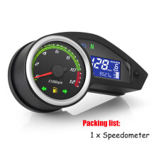 (1x Gauge) Universal Motorcycle Meter 12V LCD Digital Speedometer Odometer Display Alarm Signal Lights 12000rpm